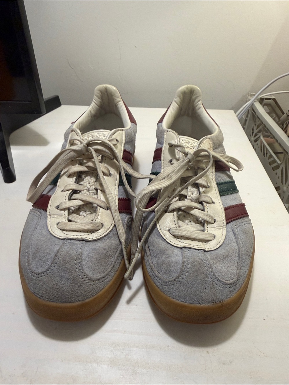 Adidas Gazelles Pale Blue with Maroon and Green Stripes - Picture 3 of 5
